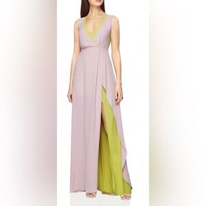 BCBG Max Azria Womens Sage Color block High Waist Evening Dress 4